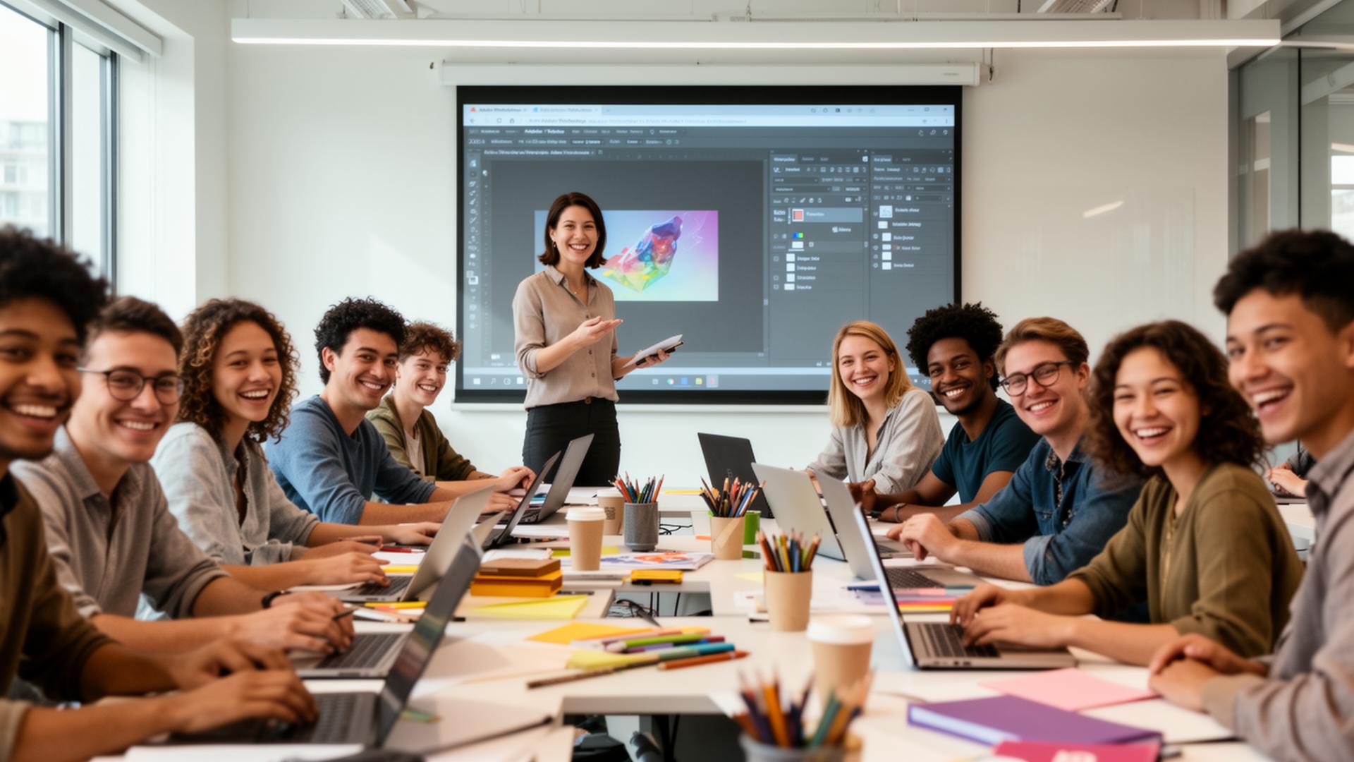 Educator leading an Adobe Photoshop workshop